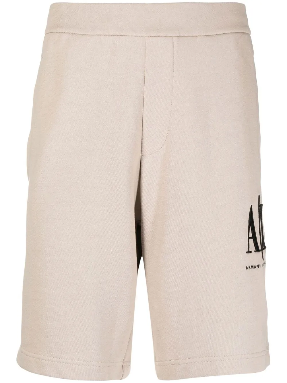 

Armani Exchange logo-embroidered cotton track shorts - Neutrals