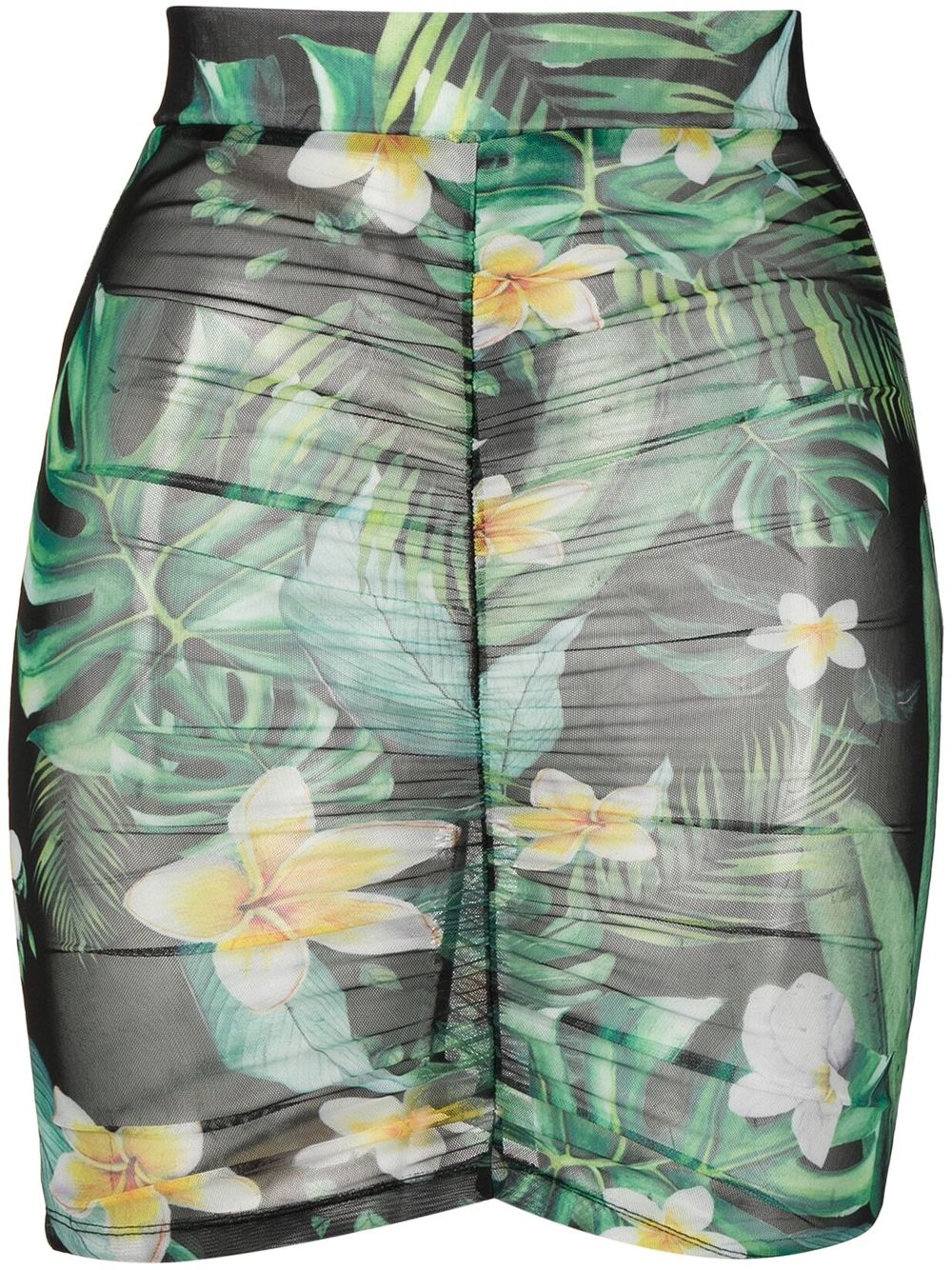 Philipp Plein Graphic-print Ruched Skirt In Green