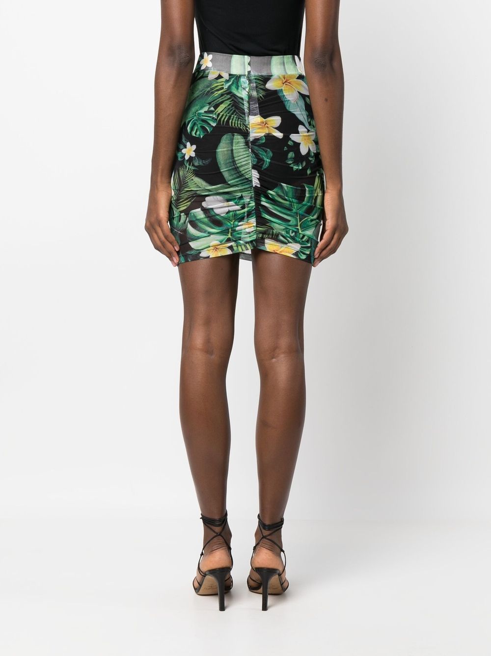 Shop Philipp Plein Graphic-print Ruched Skirt In Green
