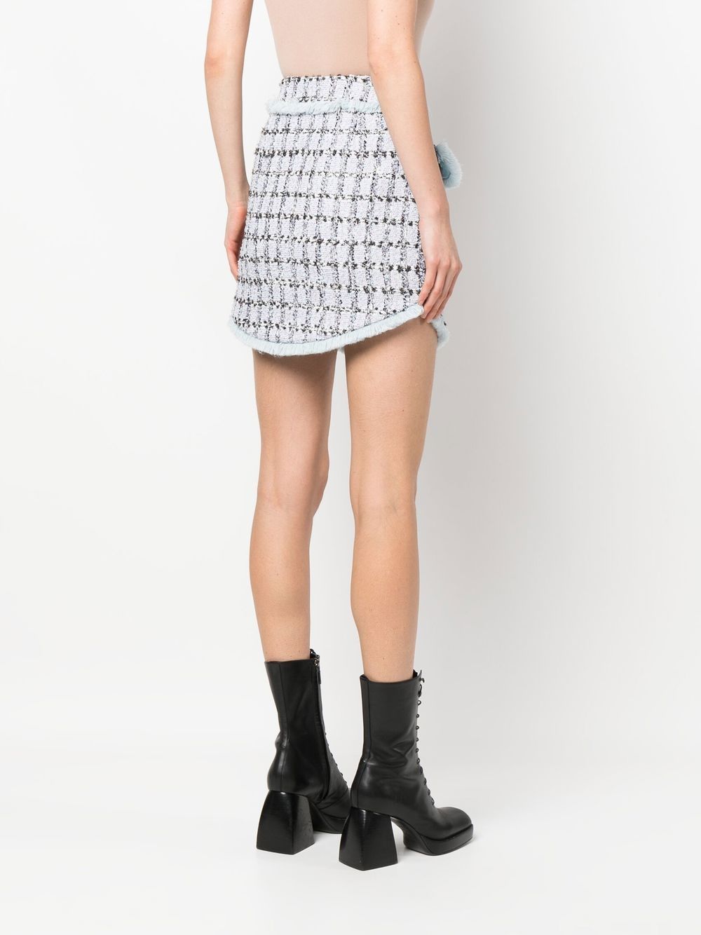 Shop Philipp Plein Tweed Mini Skirt In Blue