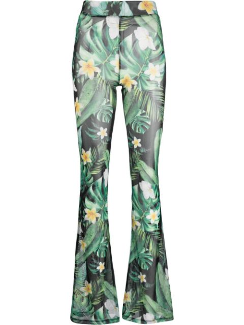 Philipp Plein Hawaii-print flared trousers Women