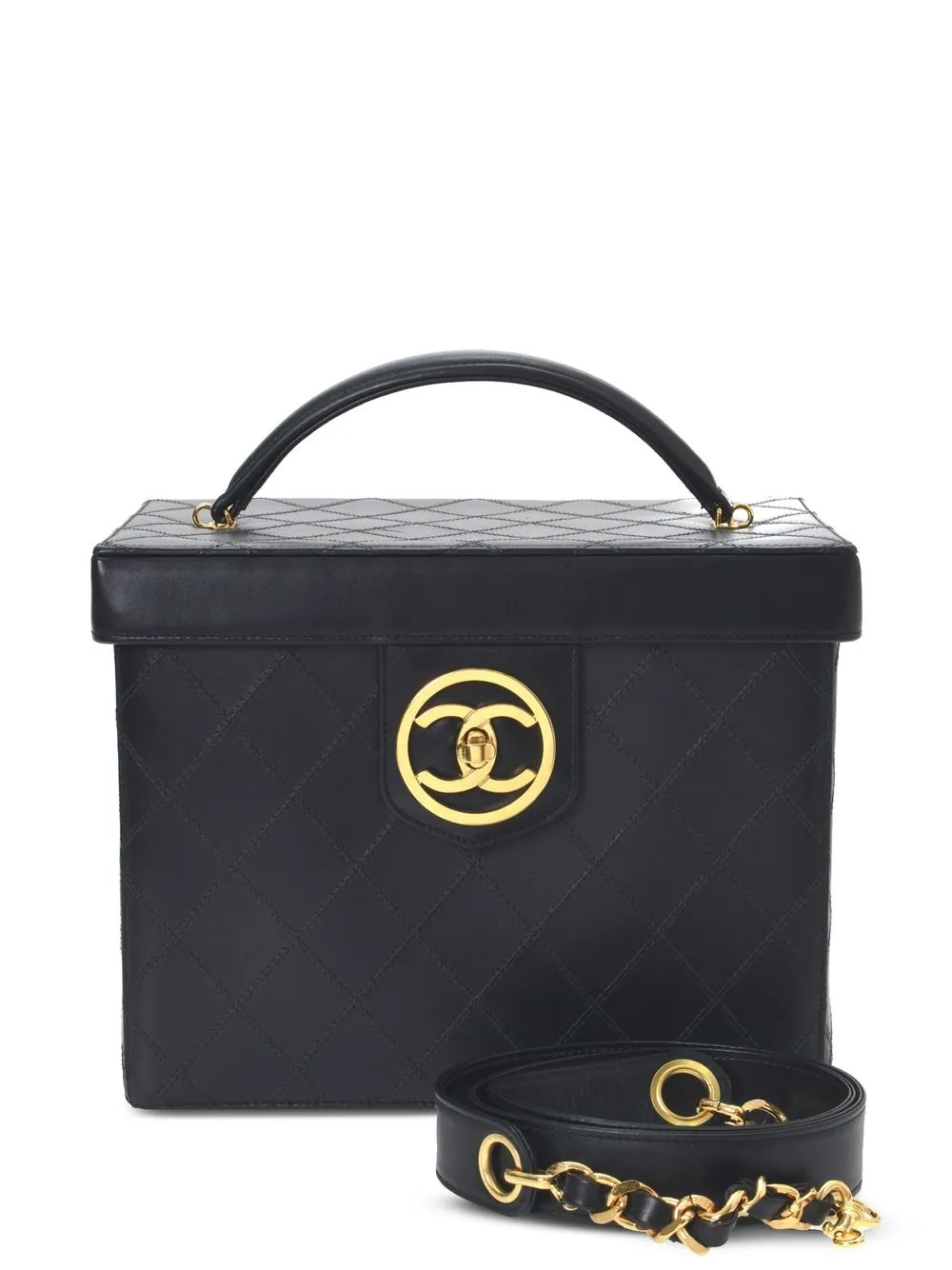 

Chanel Pre-Owned diamond-quilted box-shaped vanity bag - Black