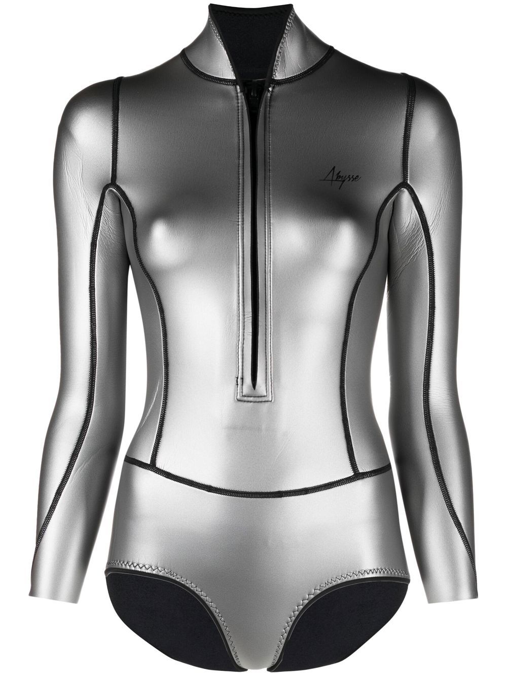 Abysse Lotte Metallic Surf Suit In Silver - Silver