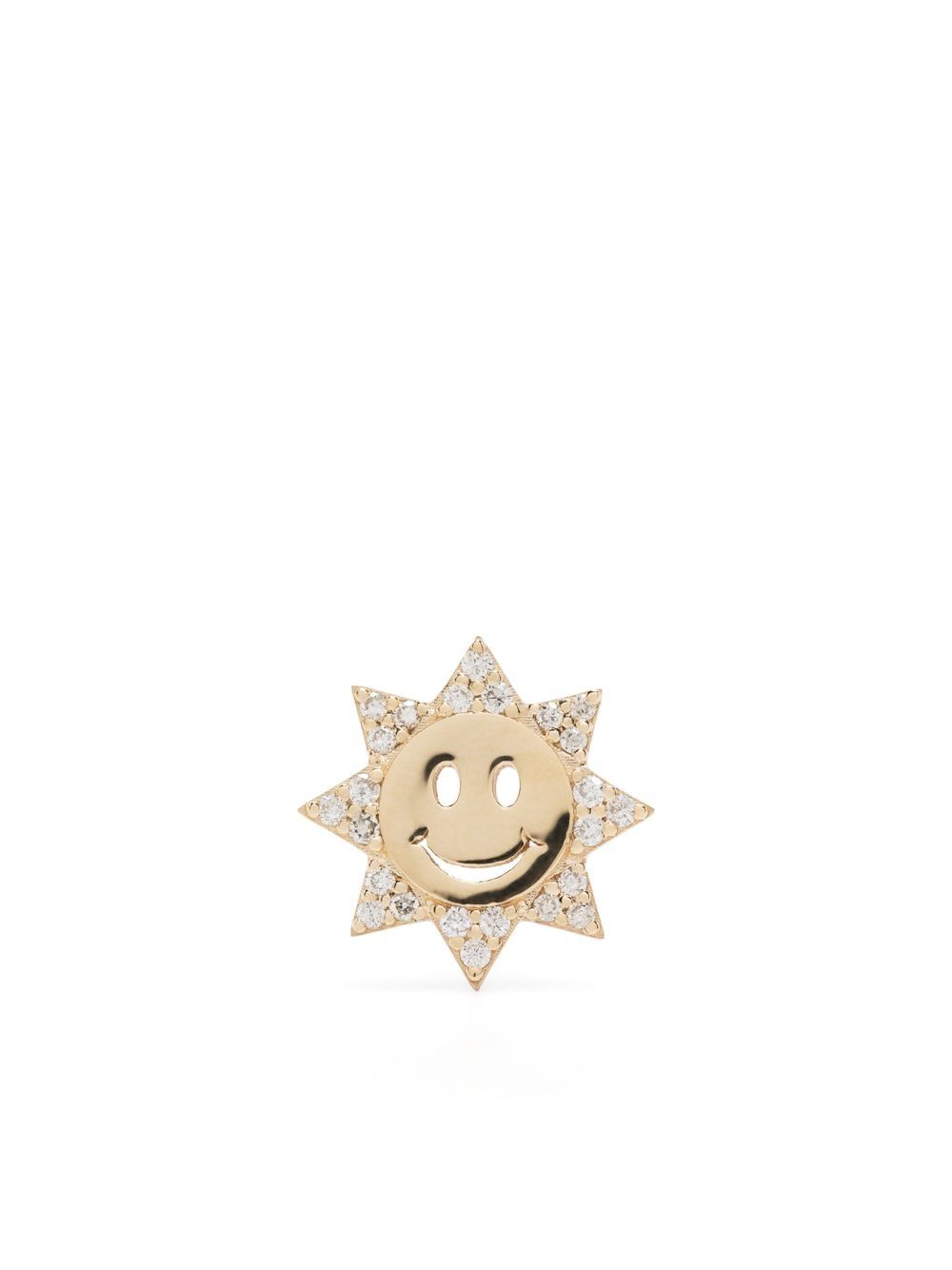 14kt yellow gold diamond Happy Face earring