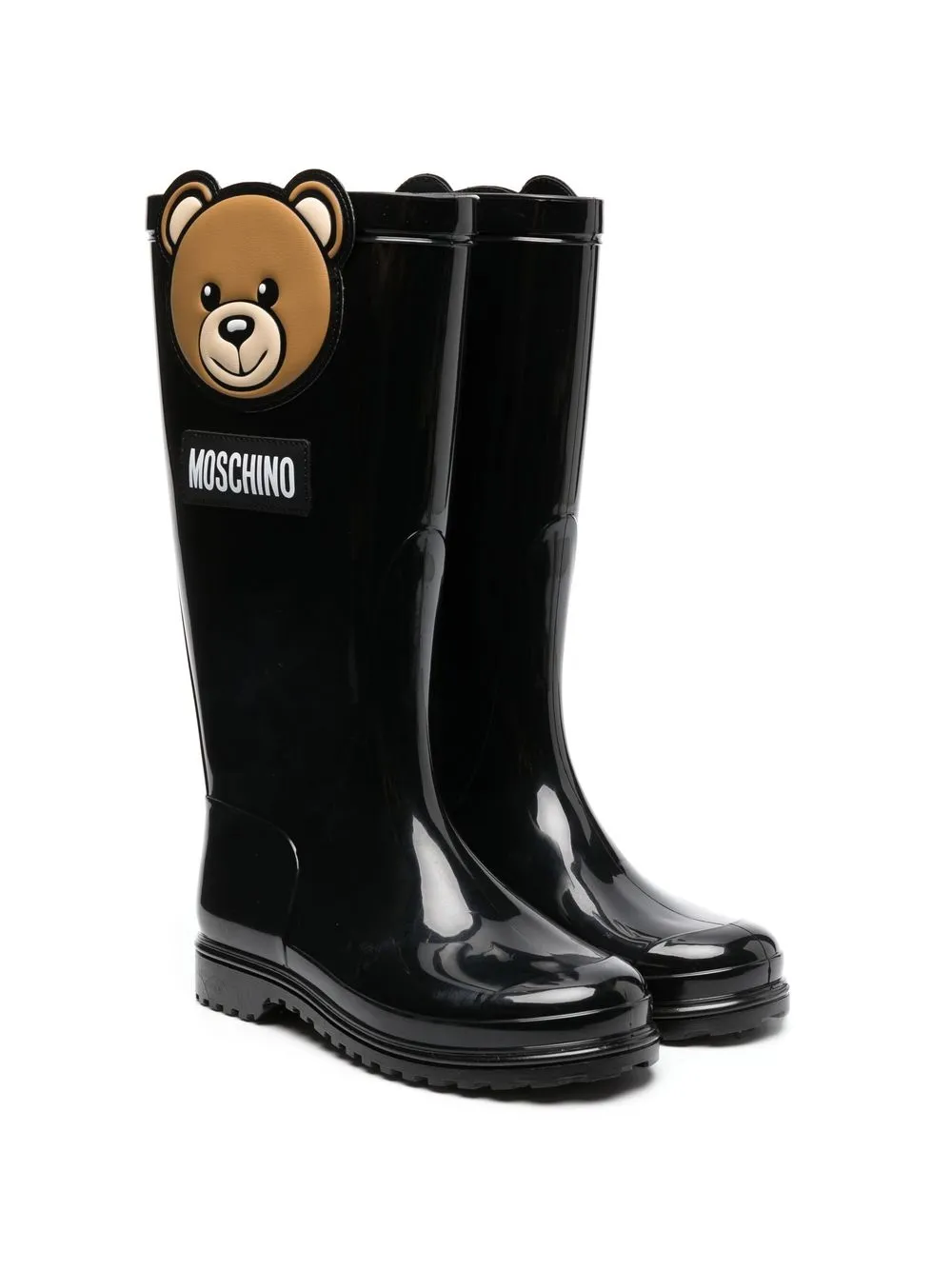 

Moschino Kids Teddy knee-high wellies - Black