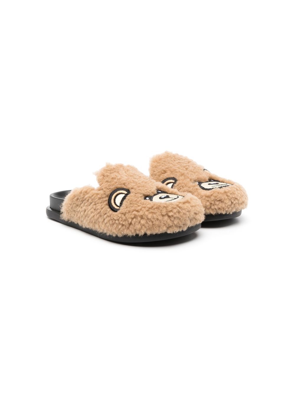 Moschino Kids Teddy Bear Embroidered faux-shearling Slippers - Farfetch