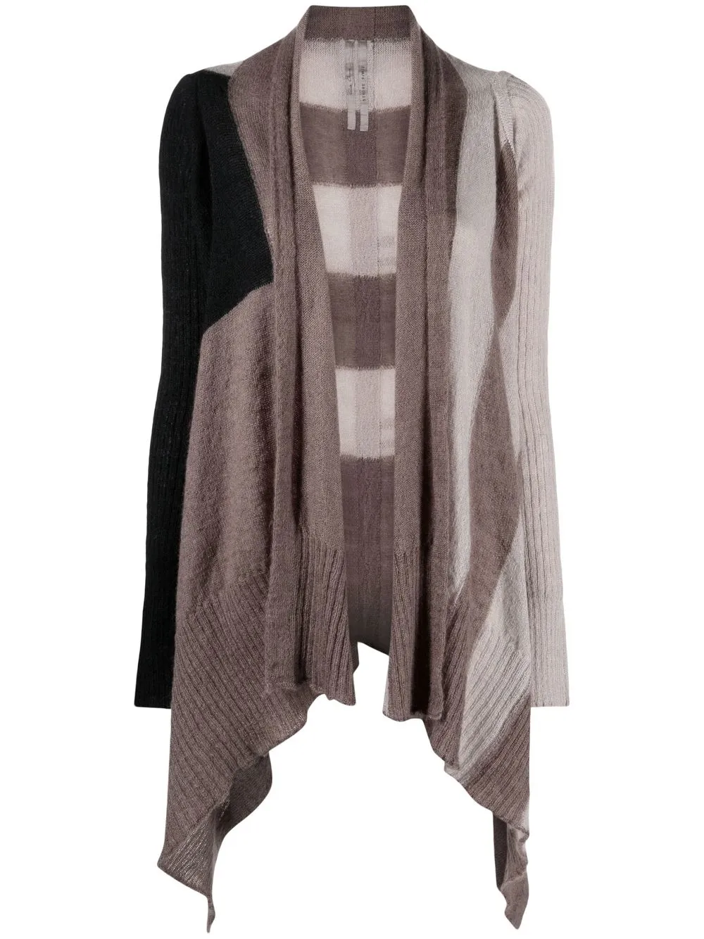 

Rick Owens colour block handkerchief-hem cardigan - Grey