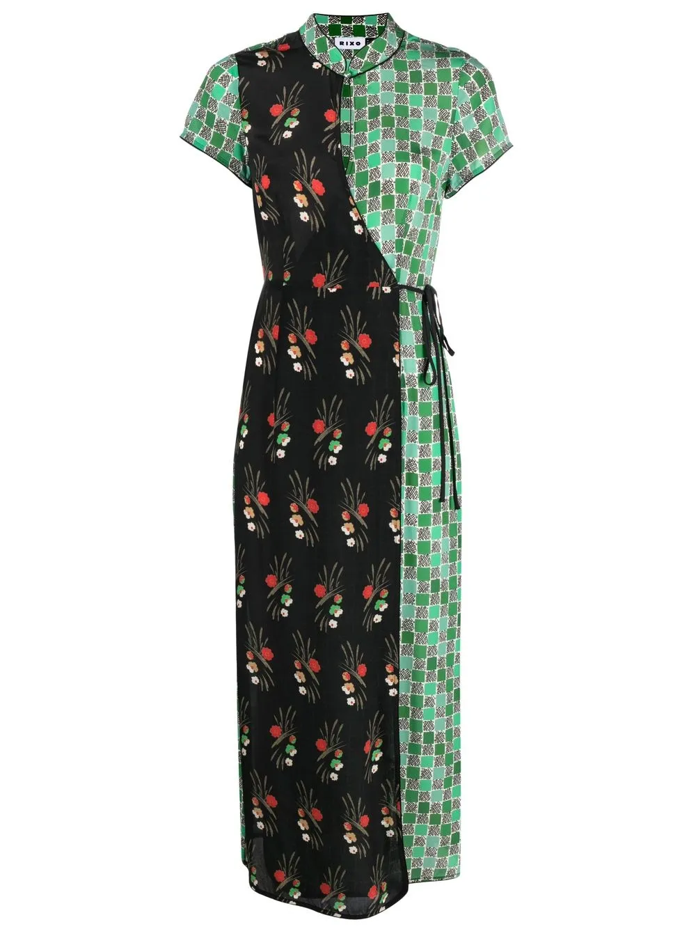 

Rixo Carole patchwork wrap dress - Black