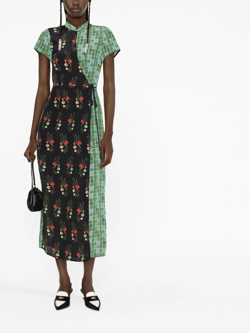 Rixo Jurk met patchwork - Zwart