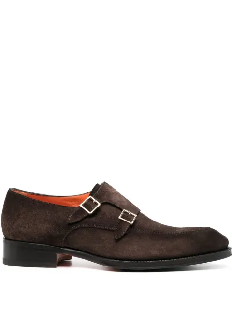 Santoni bucked suede monk shoes