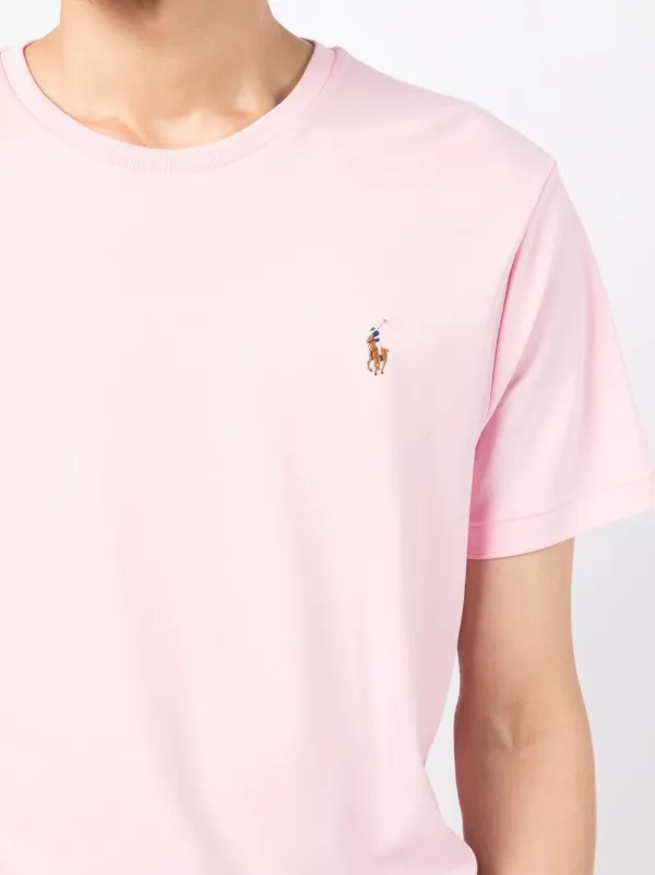 Tシャツ・カットソー POLO RALPH LAUREN Cotton T-shirt with logo embroidery Rosa POLO RALPH LAUREN - Slim-Fit Logo-Embroidered Cotton-Jersey
