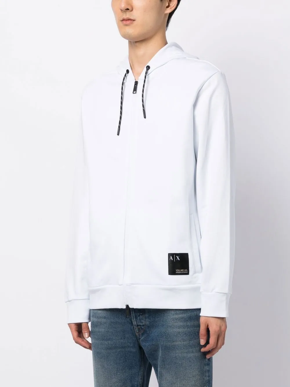 Armani Exchange Logopatch Zipup Hoodie In 白色 ModeSens