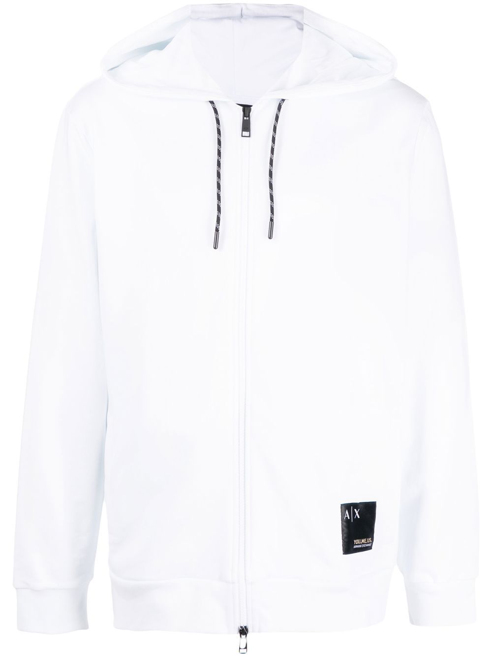 

Armani Exchange logo-patch zip-up hoodie - White