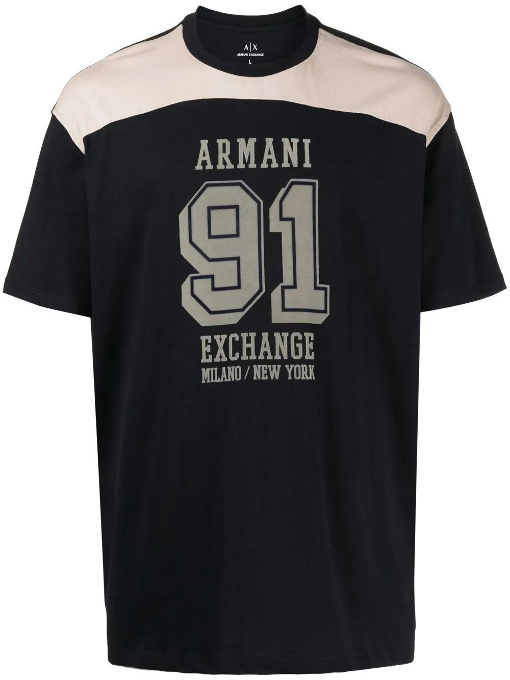 Armani Exchange varsity flocked logo T-shirt - Black