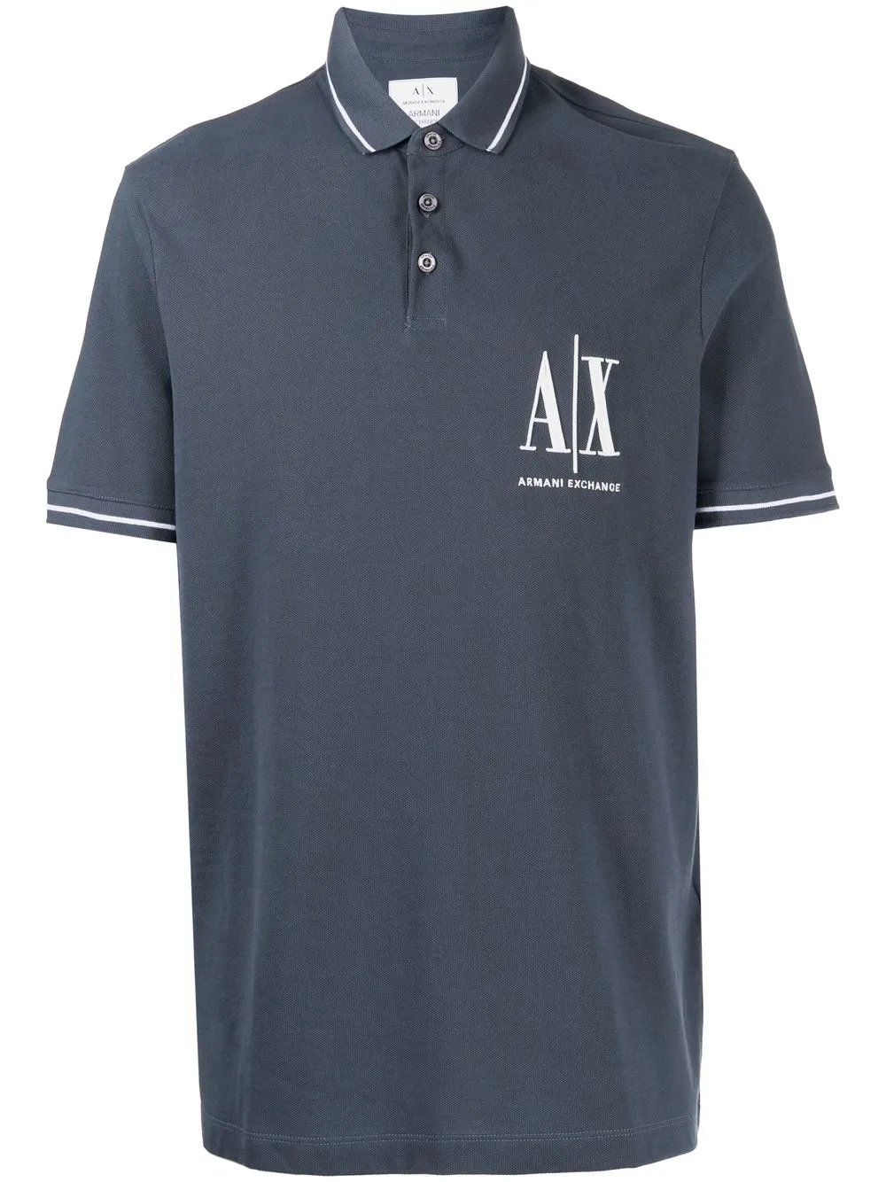 

Armani Exchange logo-print short-sleeved polo shirt - Blue