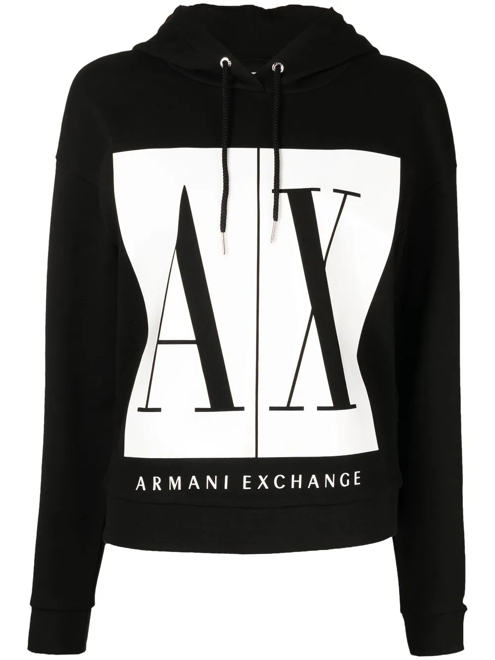 

Armani Exchange logo-print drawstring hoodie - Black