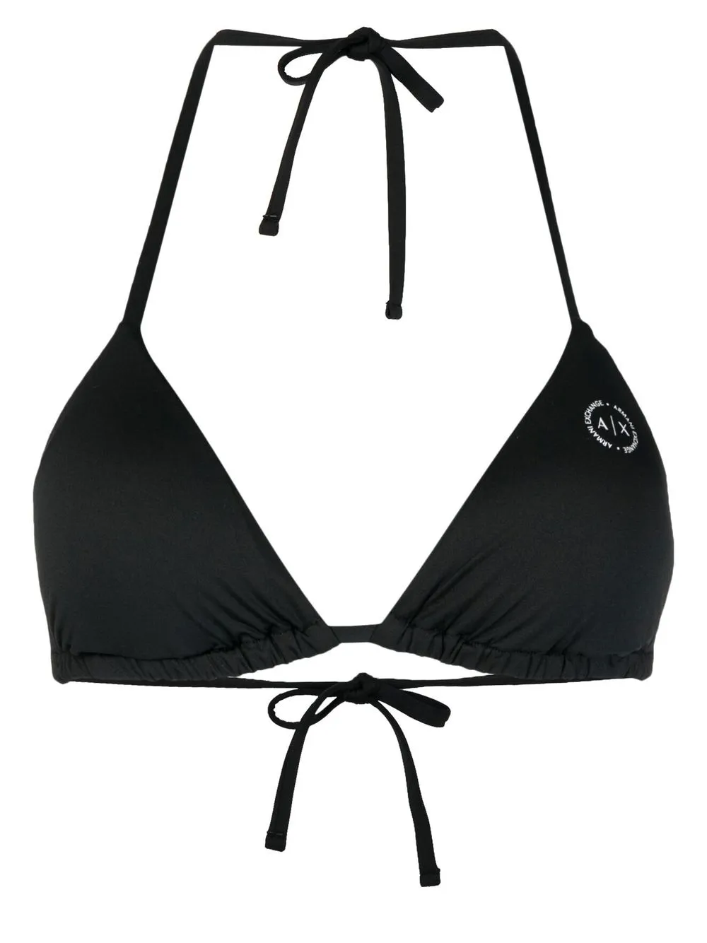 

Armani Exchange logo-print triangle bikini top - Black