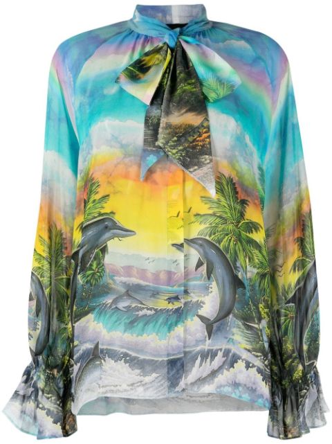 Philipp Plein Hawaii-print chiffon shirt Women