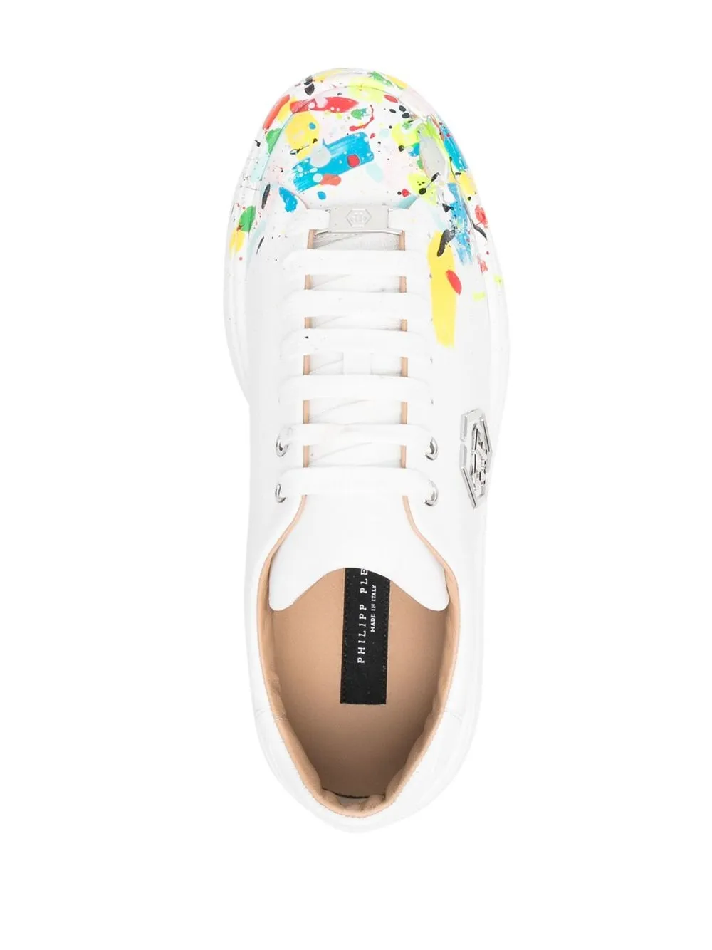 Philipp Plein Paint Splatter-print Lace-up Sneakers In White