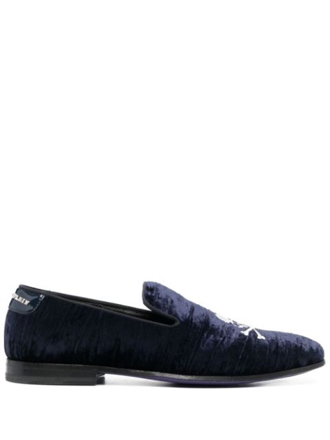 Philipp Plein Skull Bones velvet loafers Men