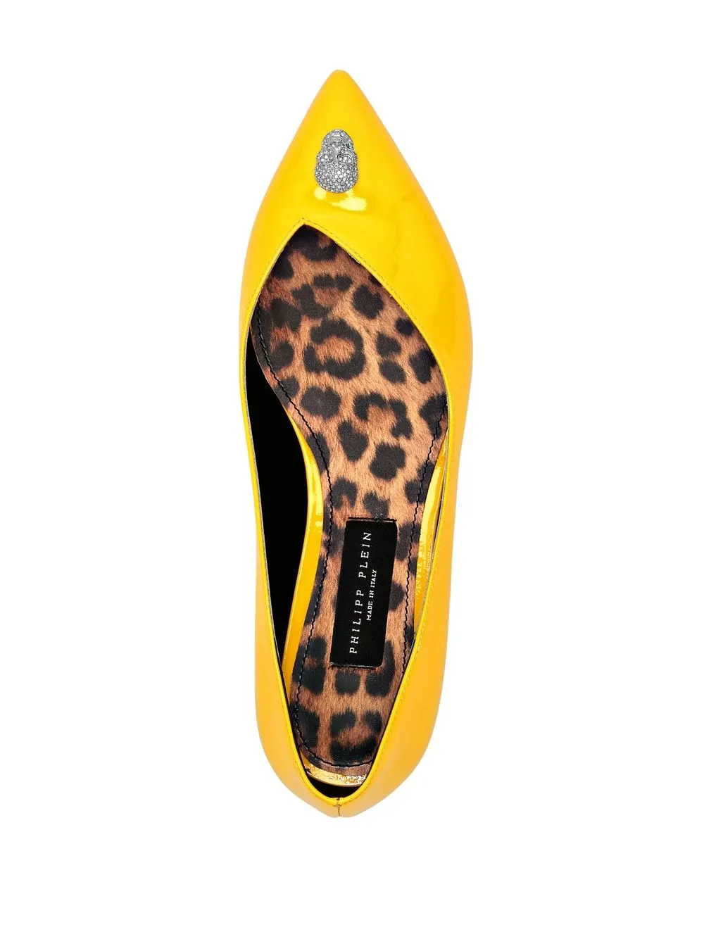 Philipp Plein Pumps met doodskopamulet Geel