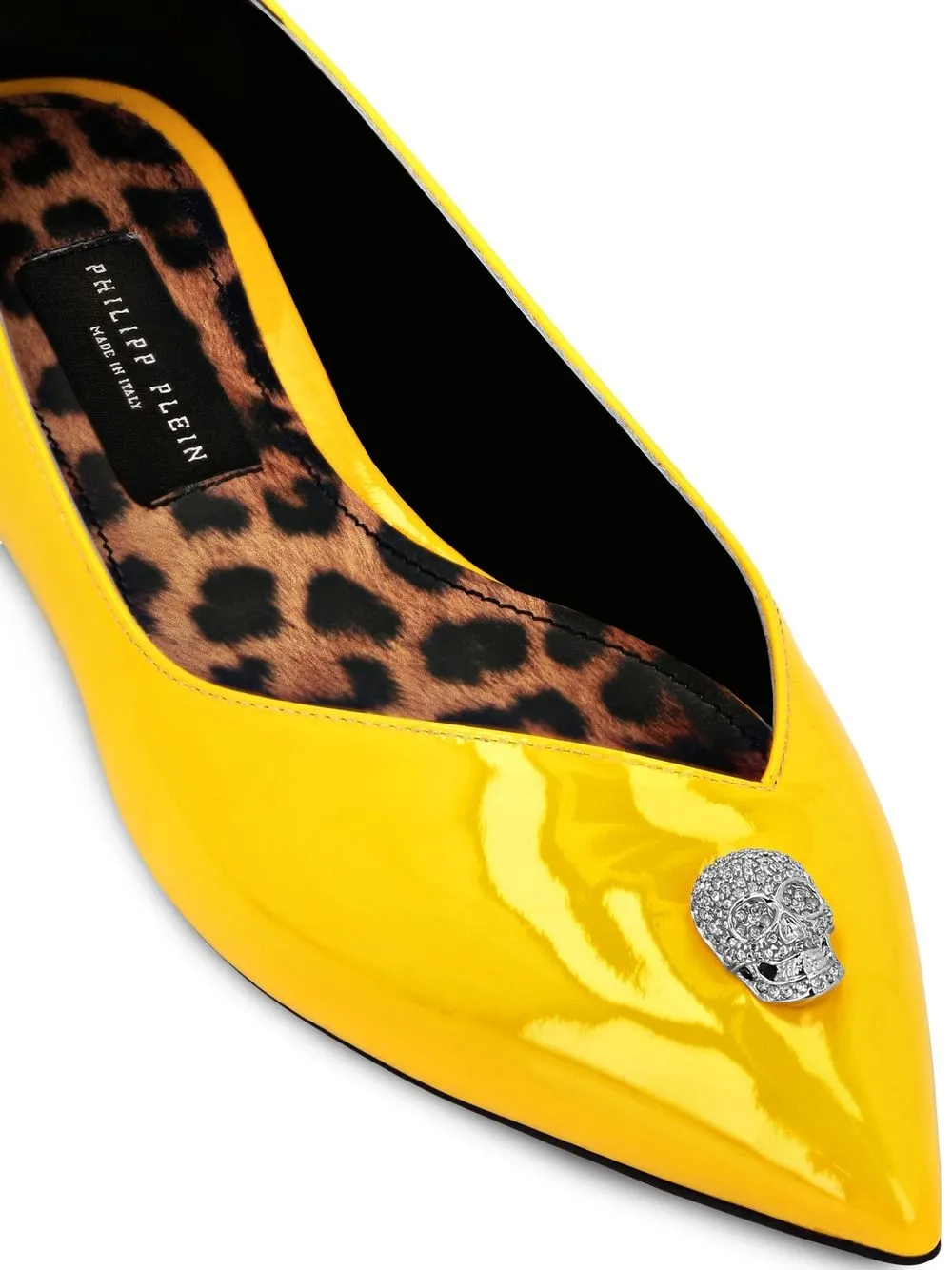 Philipp Plein Pumps met doodskopamulet Geel