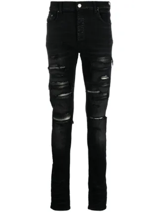 AMIRI Thrasher ダメージ スキニージーンズ | ブラック | FARFETCH JP