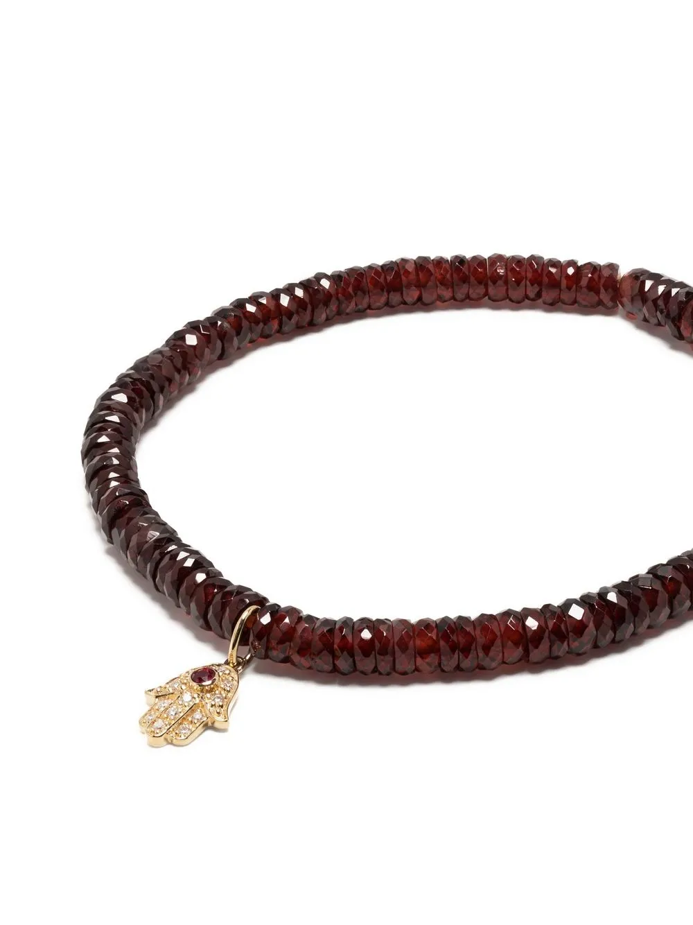 Shop Sydney Evan 14kt Yellow Gold Garnet Beaded Bracelet In Red