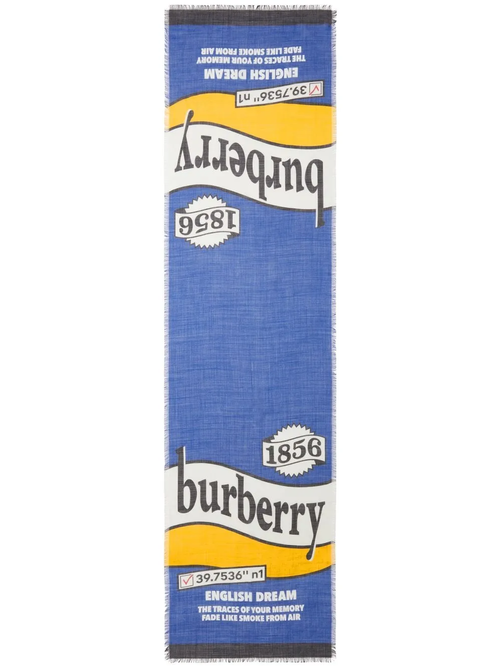 

Burberry logo-embroidered frayed scarf - Blue