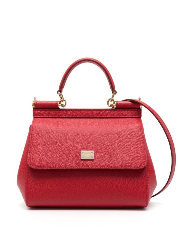 Dolce & Gabbana Red Small Leather Sicily Bag
