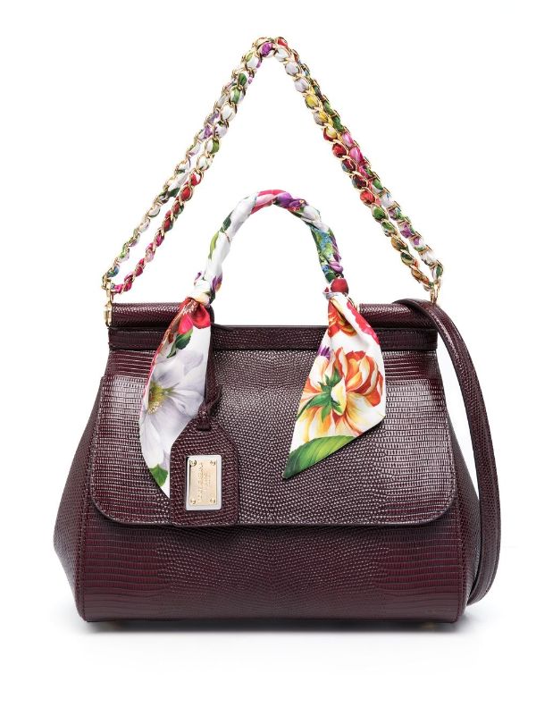 Dolce&Gabbana Sicily Small Lizard Top-Handle Bag