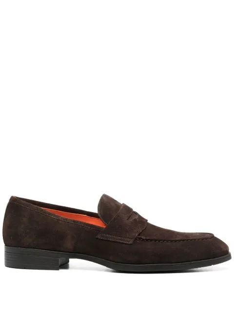 Santoni mocasines de gamuza con tacón bajo