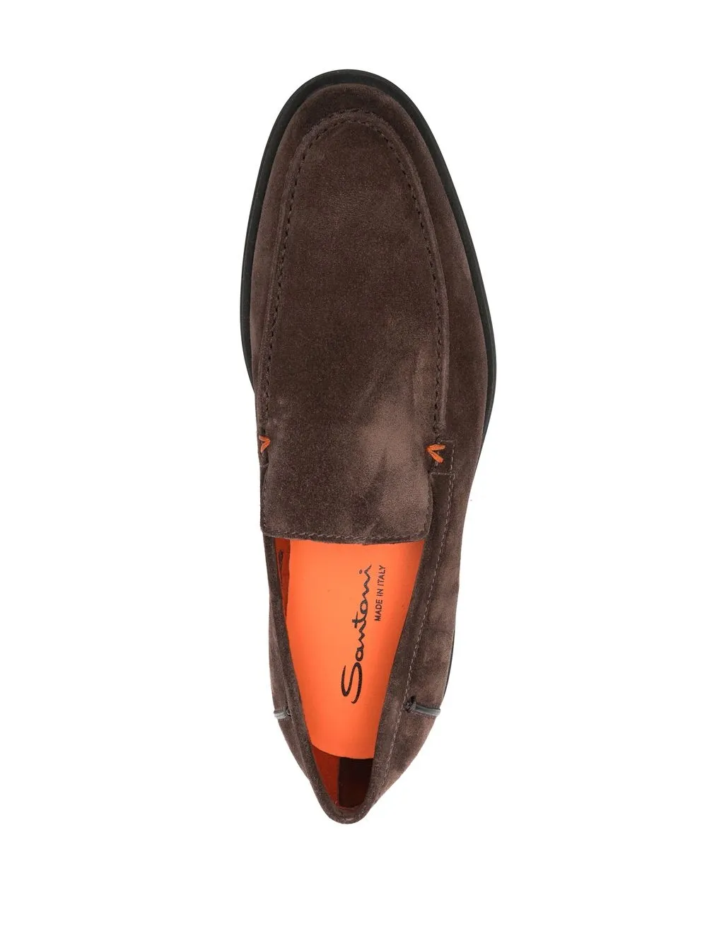 Santoni Drain Suede Slippers In Brown