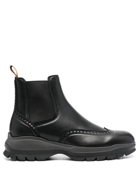 Santoni leather brogue Chelsea boots