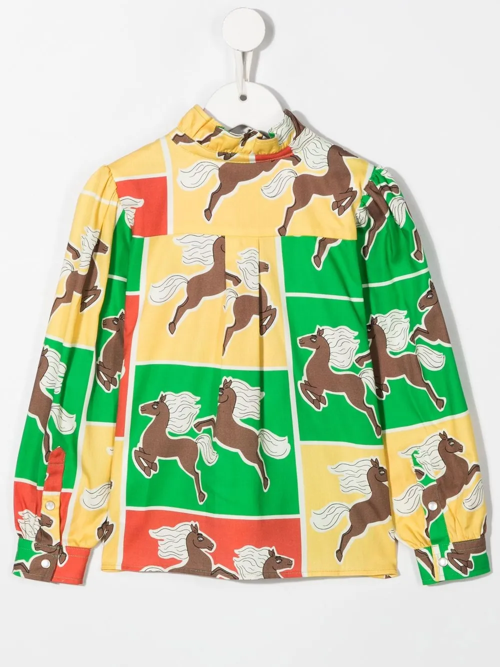 

Mini Rodini horse-print organic cotton blouse - Brown