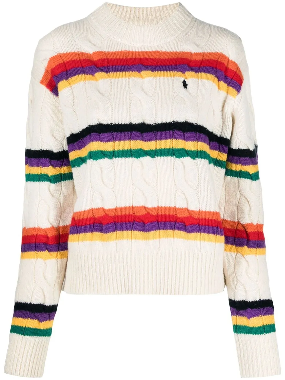 

Polo Ralph Lauren striped cable-knit jumper - Neutrals