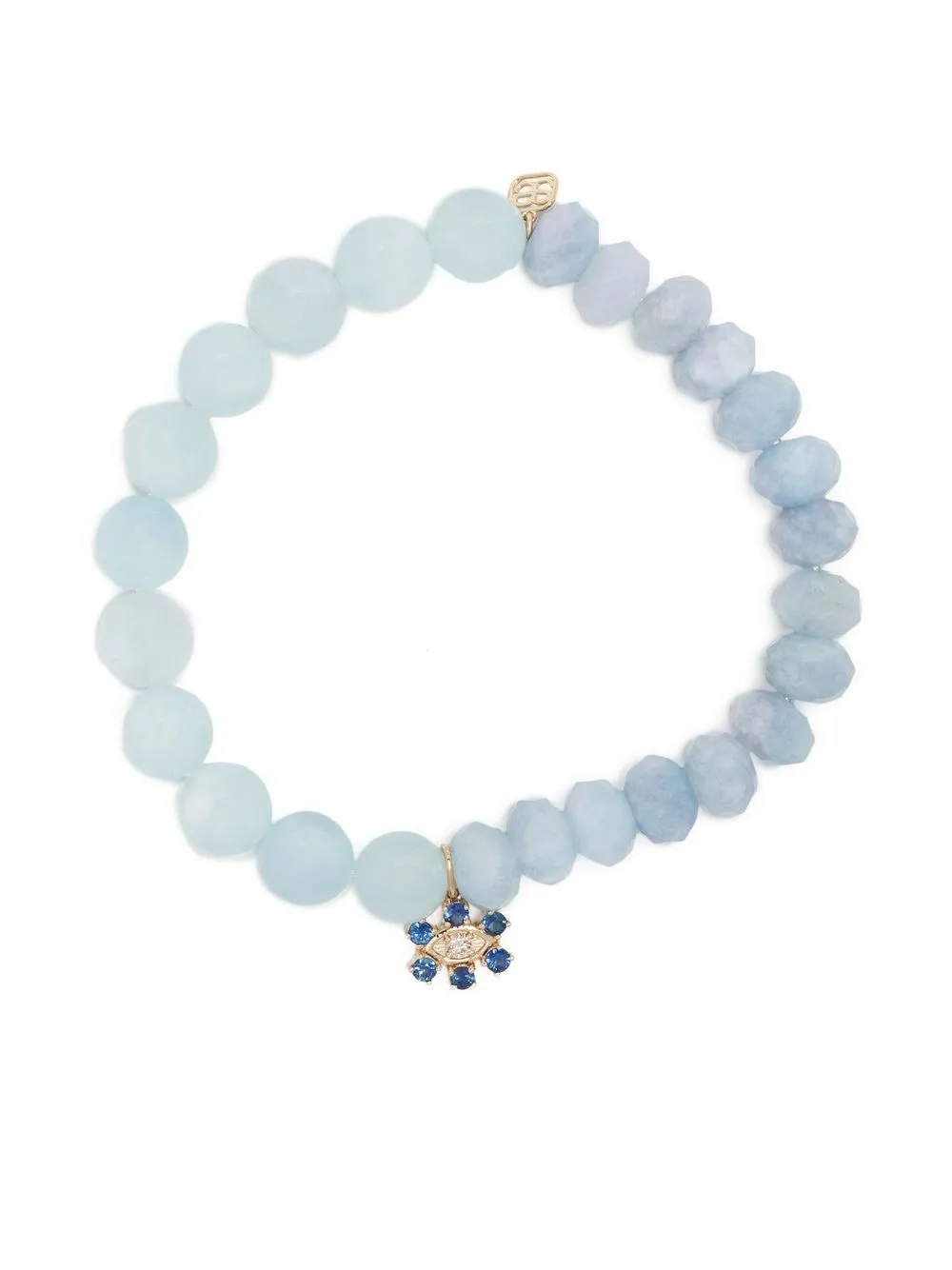 Shop Sydney Evan 14kt Yellow Gold Aquamarine Beaded Bracelet In Blue