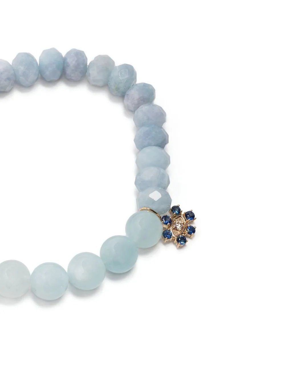 Shop Sydney Evan 14kt Yellow Gold Aquamarine Beaded Bracelet In Blue