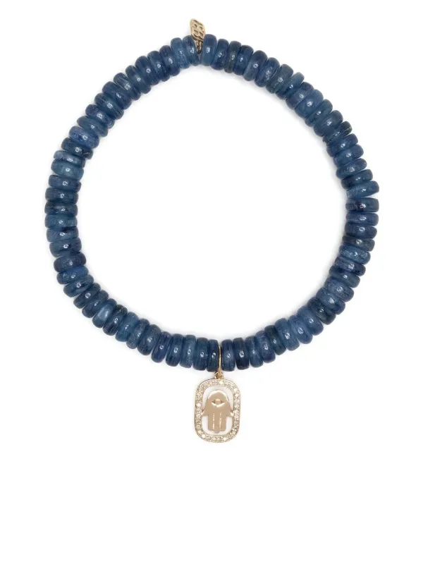 Sydney Evan 14kt Yellow Gold Kyanite Beaded Bracelet in Blue