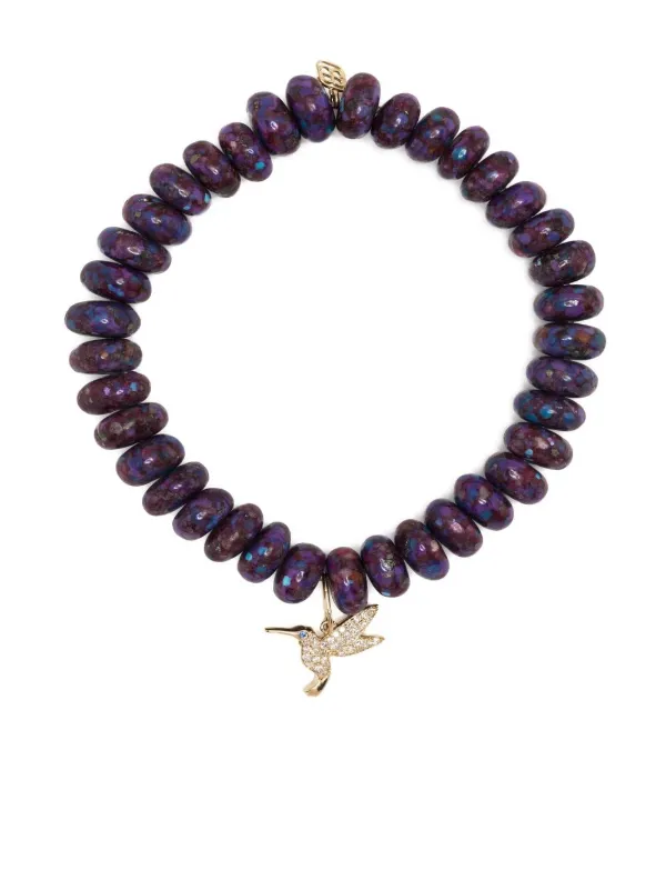 Sydney Evan 14kt Yellow Gold Mohave Beaded Bracelet in Purple