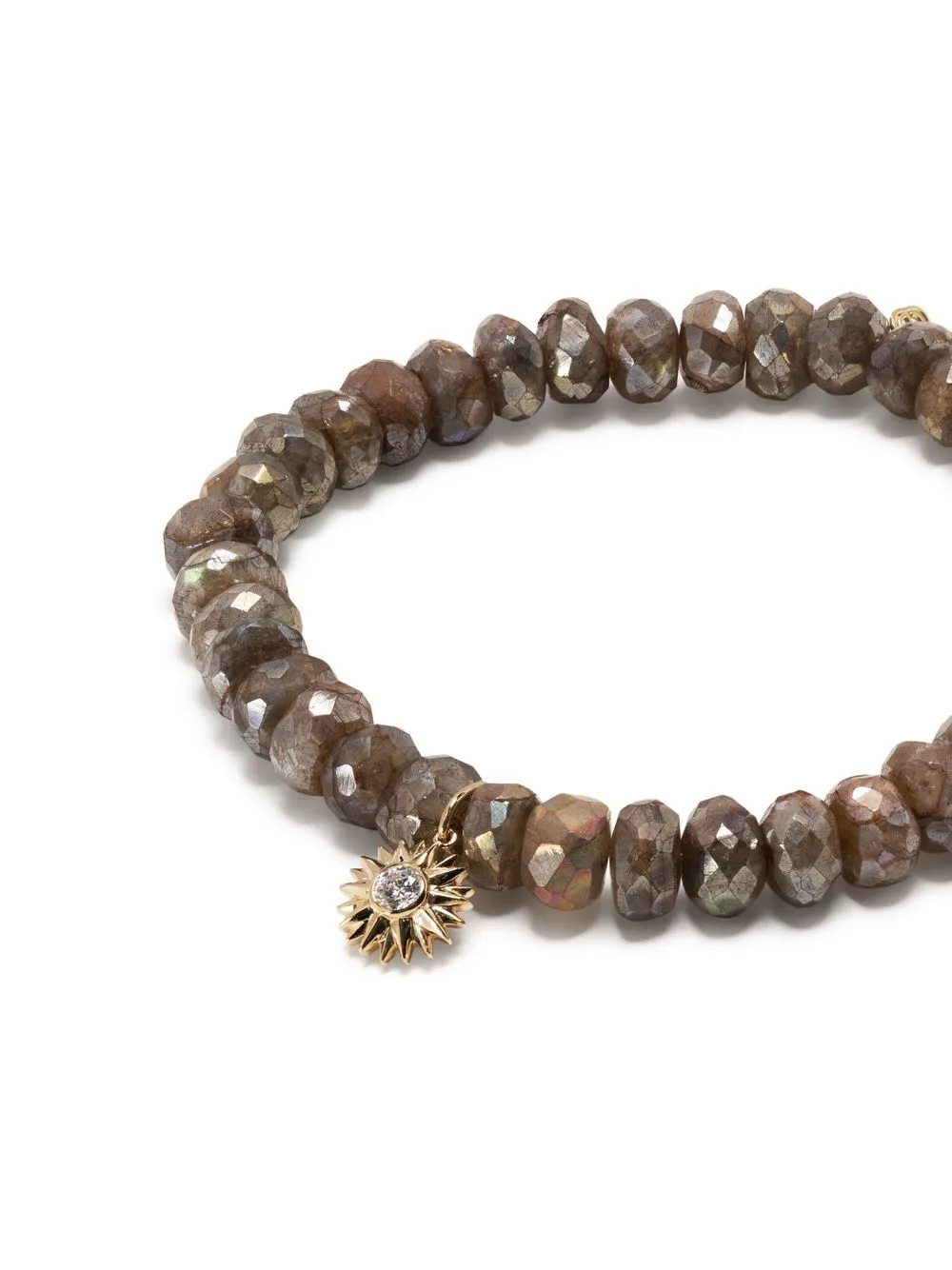 Shop Sydney Evan 14kt Yellow Gold Labradorite Beaded Bracelet In Brown