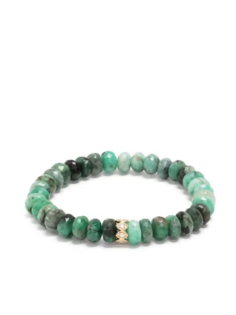 Sydney Evan bracelet Evil Eye en or 14ct serti de diamants et émeraudes
