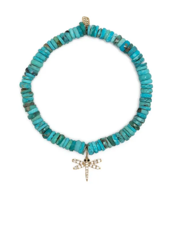 Sydney Evan 14kt Yellow Gold Turquoise Beaded Bracelet in Blue