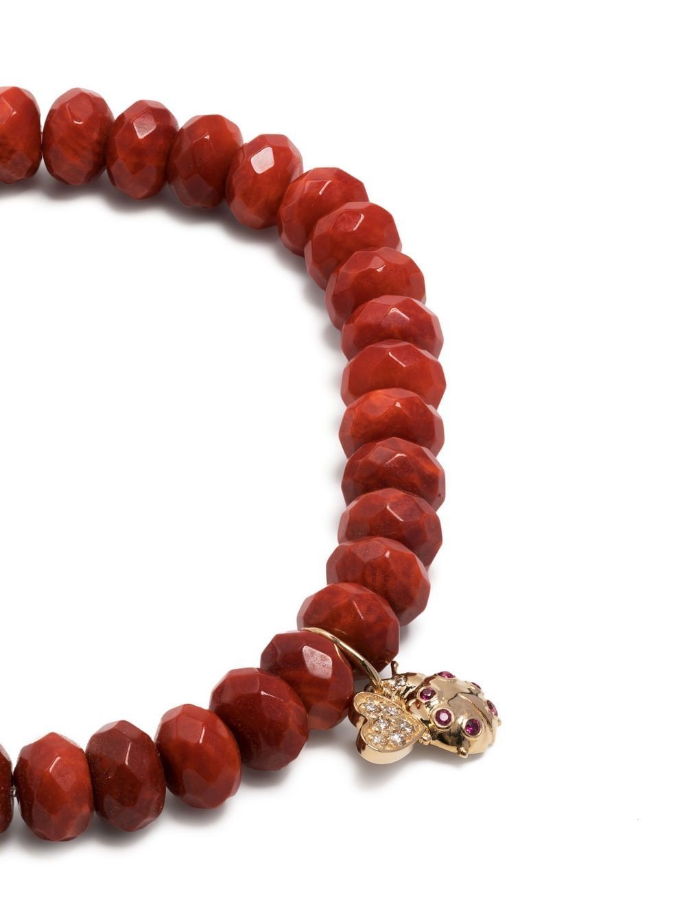Shop Sydney Evan 14kt Yellow Gold Coral Beaded Bracelet In Red