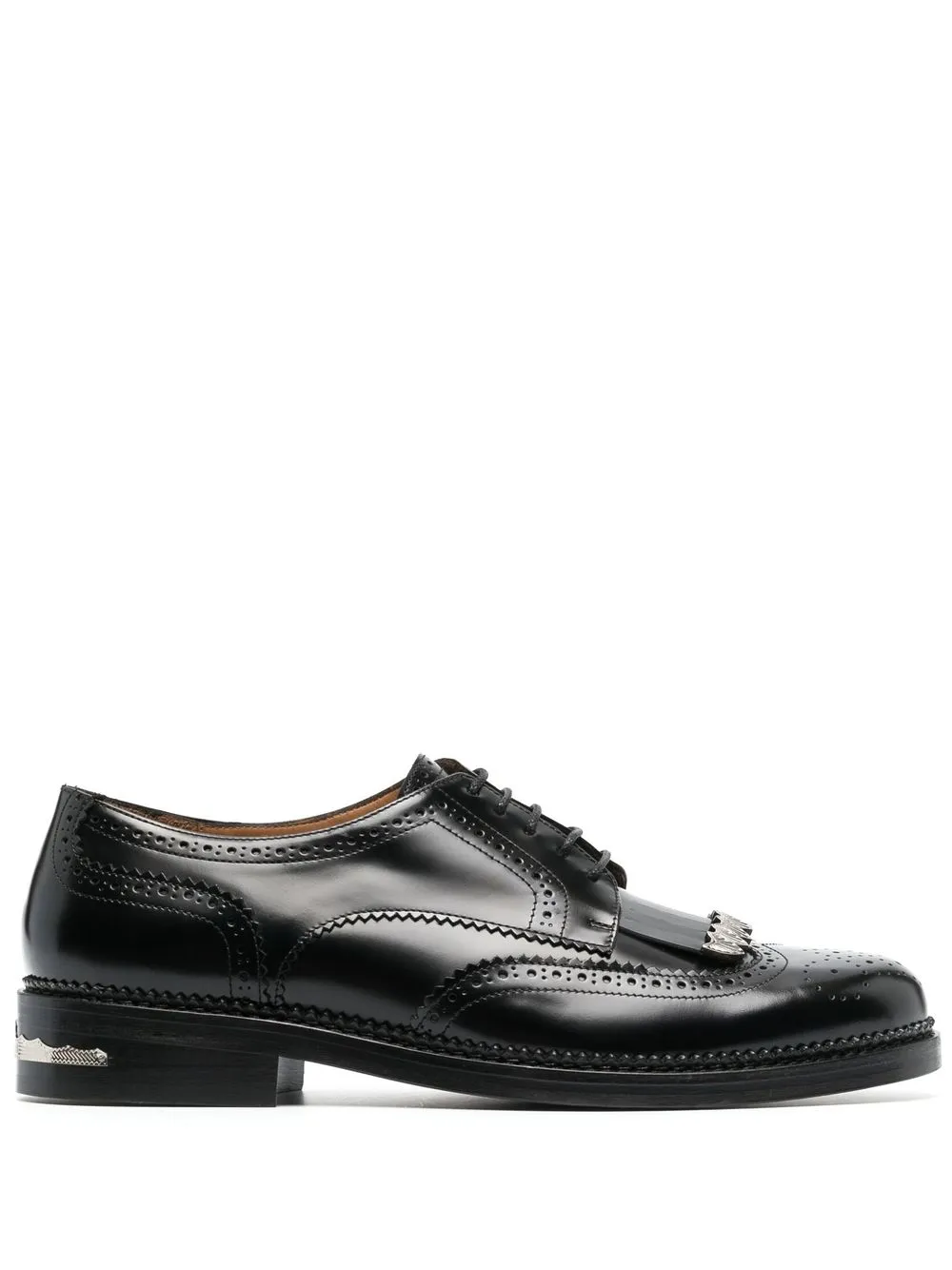 

Toga studded-fringes leather brogues - Black