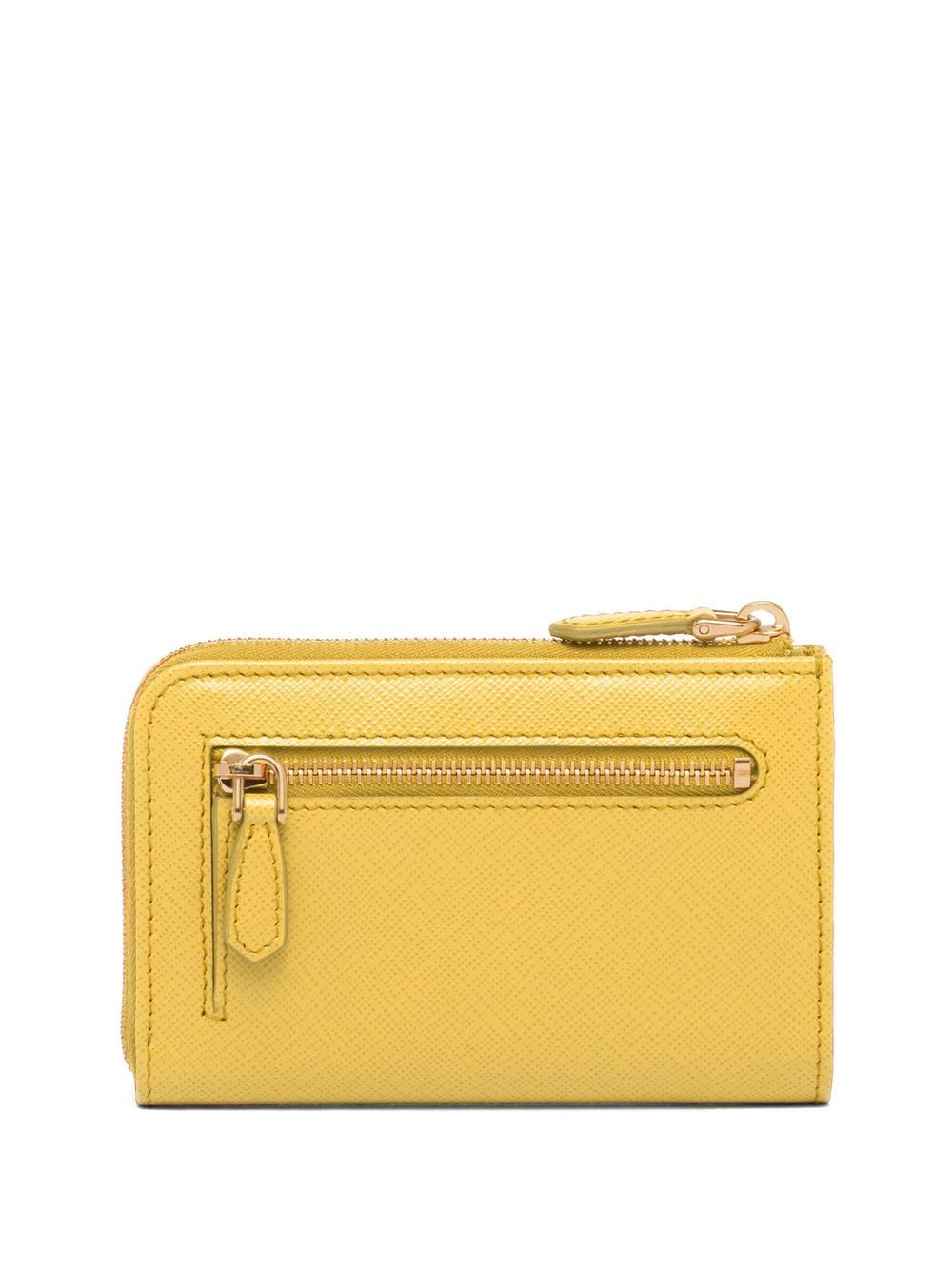 Prada logo-plaque zip-fastening purse - Yellow