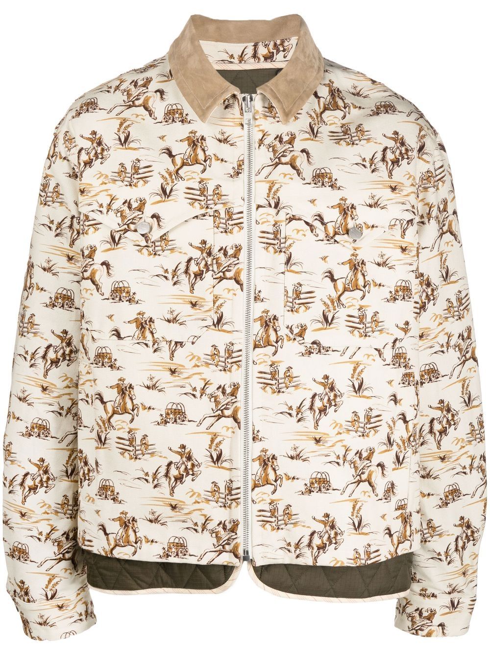 

Nick Fouquet graphic-print zip-up shirt jacket - Neutrals