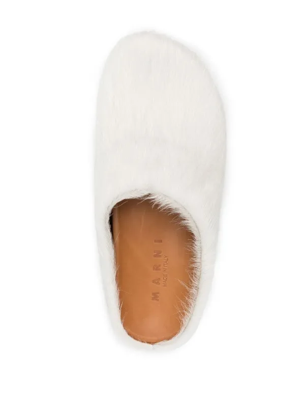 Marni Fussbet Sabot calf-hair Slippers | White | FARFETCH