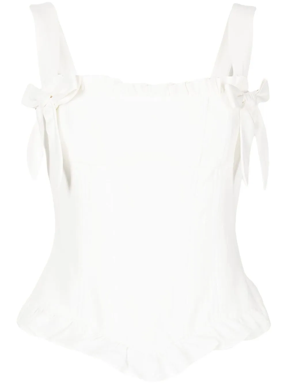 

De La Vali top de corset con detalle de volantes - Blanco