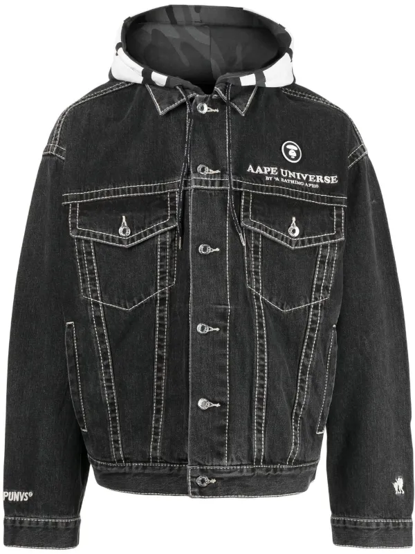 AAPE BY *A BATHING APE® logo-embroidered Denim Jacket - Farfetch